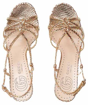 Gucci 古馳 蟒蛇印花 高跟鞋 女款 淺金色 Lookbook Gucci 古馳 蟒蛇印花 高跟鞋 女款 淺金色