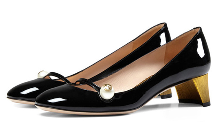 Lookbook (W) Gucci Sepatu Tumit Tinggi 'Pearl Black' 408253-BNC00-1000