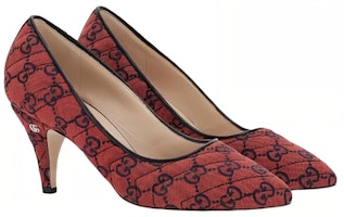 GUCCI古驰 织物 時尚套腳 細跟 高跟鞋 女款 紅藍 Lookbook GUCCI古驰 织物 時尚套腳 細跟 高跟鞋 女款 紅藍