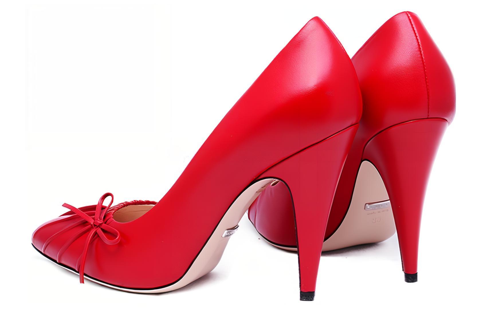 Shop GUCCI 古馳 小蝴蝶結高跟鞋 女款 紅色