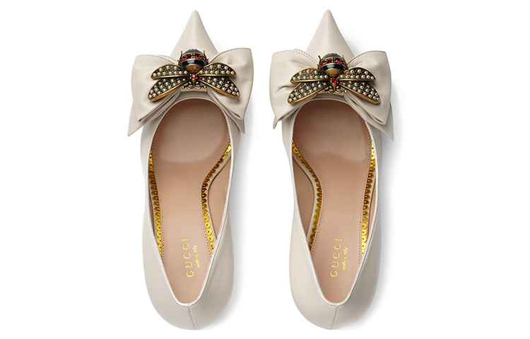 Lookbook (W) Gucci Tumit Tinggi 'White Bow' 496641-BKO00-9526