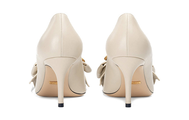 Shop (W) Gucci Tumit Tinggi 'White Bow' 496641-BKO00-9526