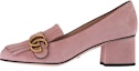 Buy (W) Gucci Sepatu Hak Tinggi Loafer 'Suede Merah Muda dengan Rumbai' 408208-C2000-5727