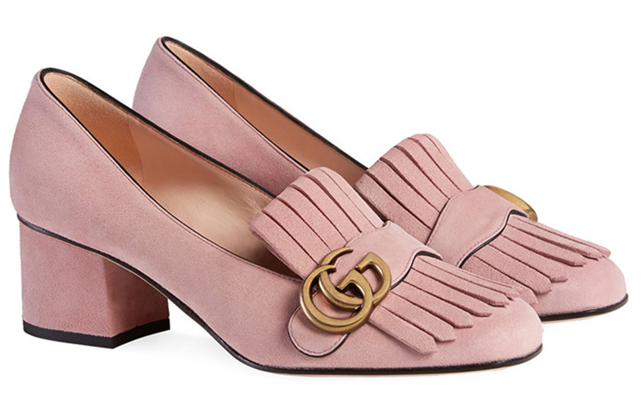 Lookbook (W) (女性用) グッチ ハイヒール ローファー 'ピンク スエード タッセル' 408208-C2000-5727 408208-C2000-5727