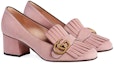 Lookbook (W) Gucci Sepatu Hak Tinggi Loafer 'Suede Merah Muda dengan Rumbai' 408208-C2000-5727