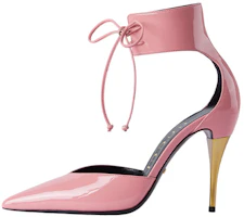 (Women) Gucci High Heel Pump Patent Leather with Ankle Cuff Pink 717159-AAA59-5848 (Women) Gucci High Heel Pump Patent Leather with Ankle Cuff Pink 717159-AAA59-5848