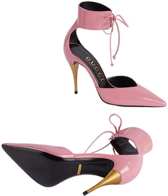 (Women) Gucci High Heel Pump Patent Leather with Ankle Cuff Pink 717159-AAA59-5848 Shop (Women) Gucci High Heel Pump Patent Leather with Ankle Cuff Pink 717159-AAA59-5848