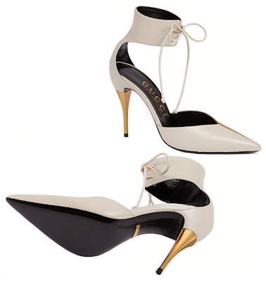 (Women) Gucci High Heel Pump with Ankle Cuff Grey Brown 715146-BKO60-9057 Shop (Women) Gucci High Heel Pump with Ankle Cuff Grey Brown 715146-BKO60-9057