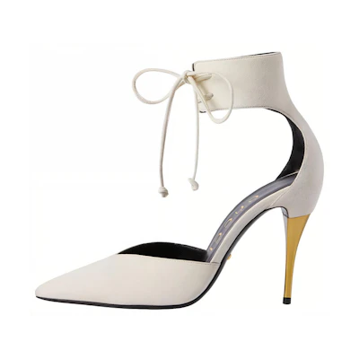 (W) Gucci High Heel Pump with Ankle Cuff White