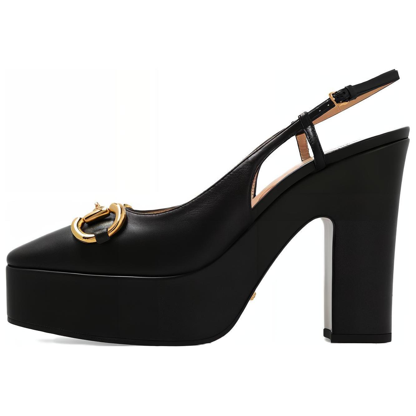 (Women) Gucci High heel pump with Horsebit 'Black Leather' 723837-BKO00-1000