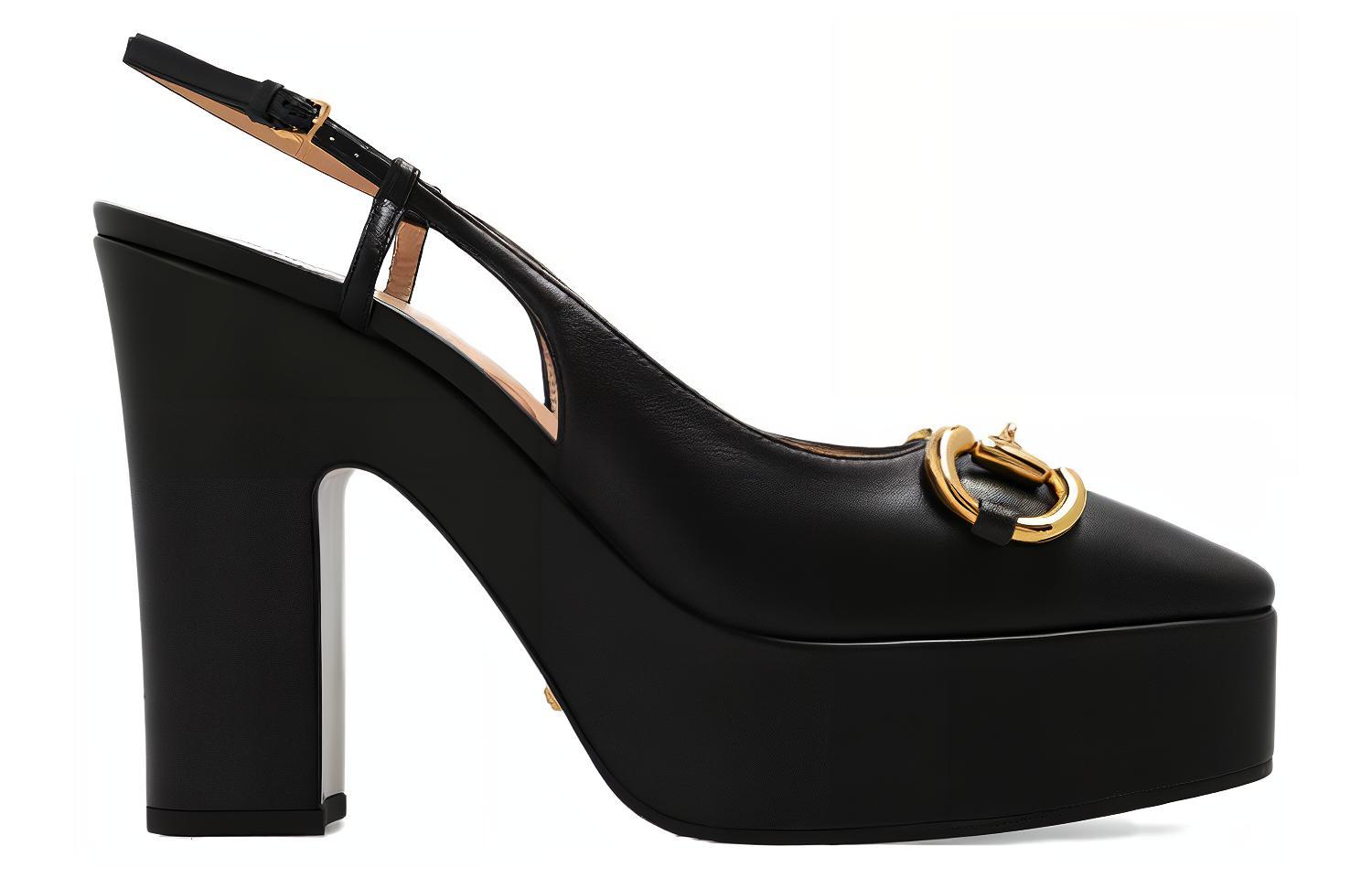 Lookbook (W) Gucci Zapato de Tacón Alto con Horsebit 'Cuero Negro' 723837-BKO00-1000