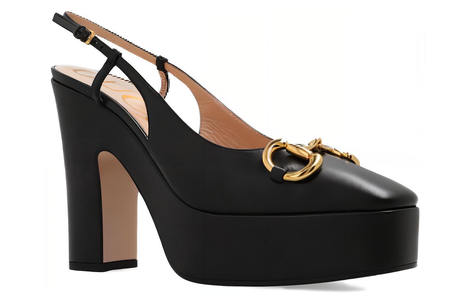 Shop (W) Gucci Zapato de Tacón Alto con Horsebit 'Cuero Negro' 723837-BKO00-1000