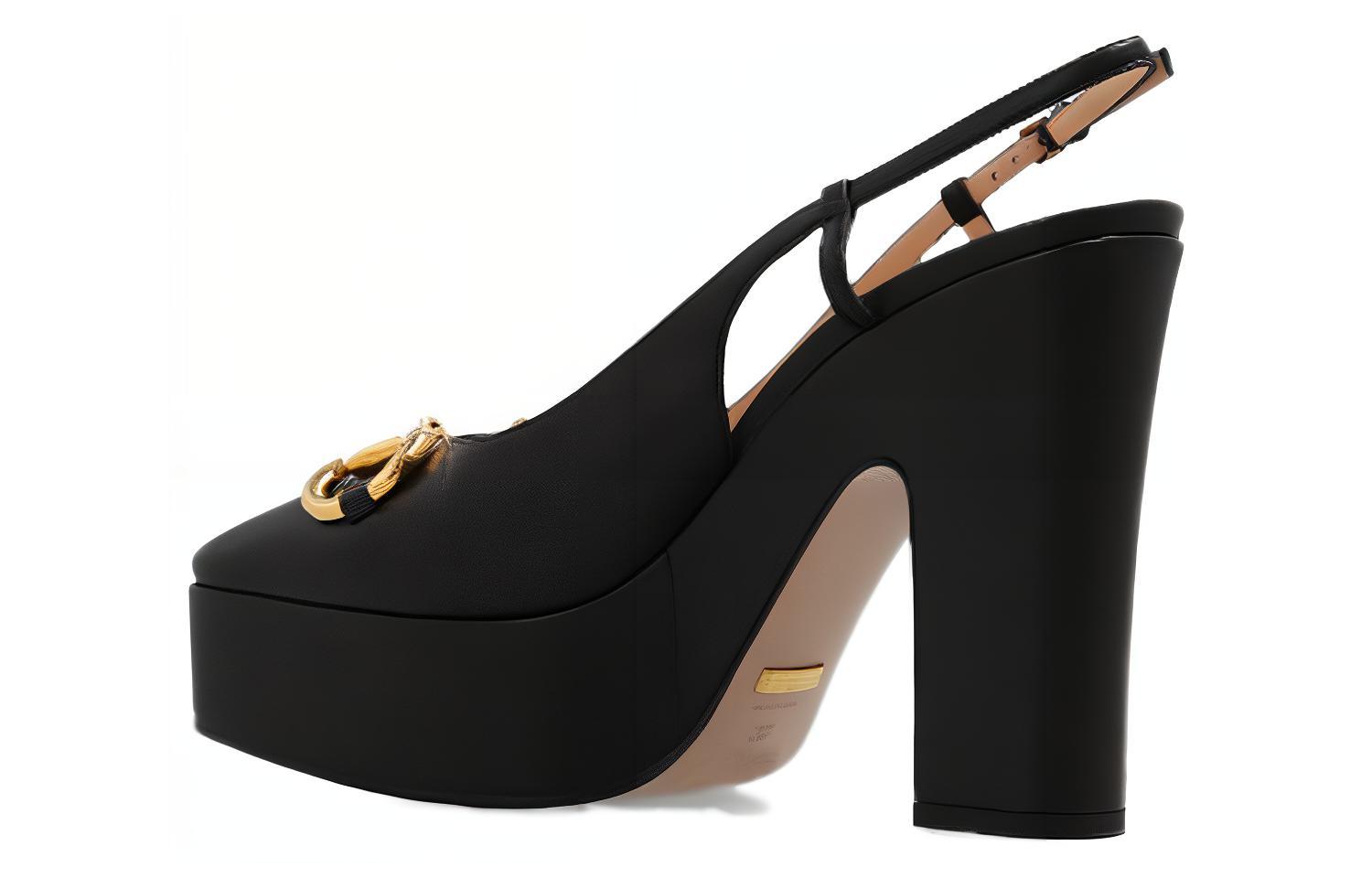 Purchase (W) Gucci Zapato de Tacón Alto con Horsebit 'Cuero Negro' 723837-BKO00-1000