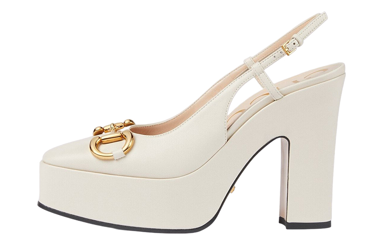 (Women) Gucci High heel pump with Horsebit 'White Leather' 723837-BKO00-9049