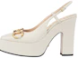 Buy (W) Gucci Tumit Tinggi Pump dengan Horsebit 'Kulit Putih' 723837-BKO00-9049