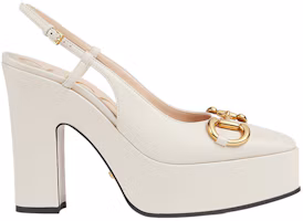 Order (W) Gucci Tumit Tinggi Pump dengan Horsebit 'Kulit Putih' 723837-BKO00-9049