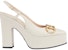 (W) Gucci Tumit Tinggi Pump dengan Horsebit 'Kulit Putih' 723837-BKO00-9049