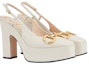 Lookbook (W) Gucci Tumit Tinggi Pump dengan Horsebit 'Kulit Putih' 723837-BKO00-9049