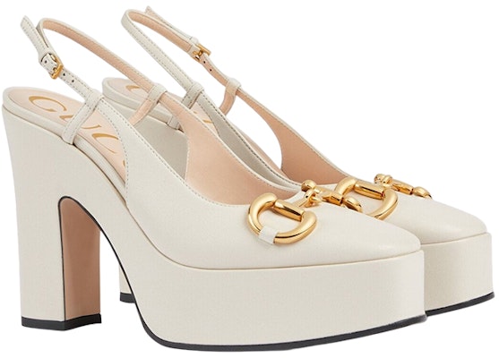 (W) Gucci Tumit Tinggi Pump dengan Horsebit 'Kulit Putih' 723837-BKO00-9049 Lookbook (W) Gucci Tumit Tinggi Pump dengan Horsebit 'Kulit Putih' 723837-BKO00-9049