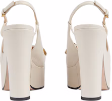 Shop (W) Gucci Tumit Tinggi Pump dengan Horsebit 'Kulit Putih' 723837-BKO00-9049