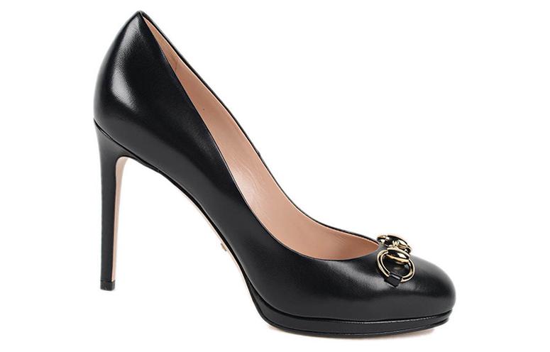 Order (W) Gucci Sepatu Tumit Tinggi 'Kulit Hitam Mengilap' 408204-C9D00-1000