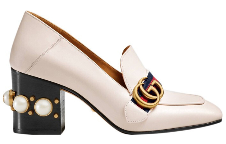 Order (W) Escarpins Gucci à Talons Hauts ''Ornés de Perles Ivoire'' 425943-DKHC0-9061