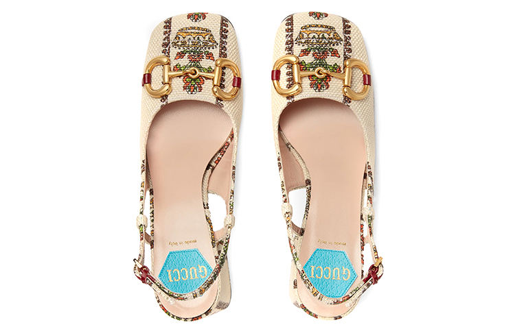 Lookbook (W) Sandal Tumit Tinggi Gucci 'Centennial Putih Merah' 678004-UH250-8471