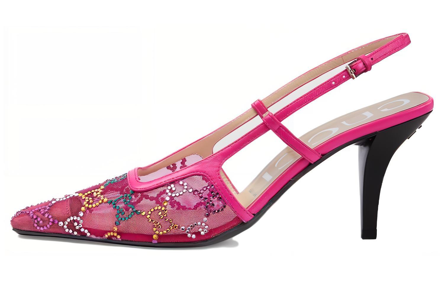 Buy GUCCI古馳 時尚 細跟 高跟鞋 女款 紫紅色