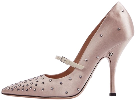 (Women) Gucci Jodie Embellished Satin Pumps Pink 723430-FJSY0-9641 Buy (Women) Gucci Jodie Embellished Satin Pumps Pink 723430-FJSY0-9641