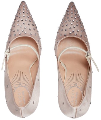 (Women) Gucci Jodie Embellished Satin Pumps Pink 723430-FJSY0-9641 Lookbook (Women) Gucci Jodie Embellished Satin Pumps Pink 723430-FJSY0-9641