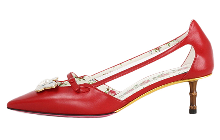 (Women) Gucci High Heels 'Red Bamboo Buckle' 493934-C9D00-6433
