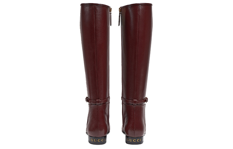 Shop GUCCI古馳 簡約休閒 迷你GG 高筒靴 女款 酒紅色