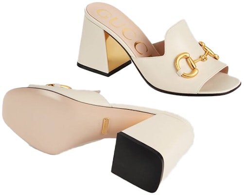 (Women) Gucci Horsbit 75mm Heeled Sandal White Leather 655412-BKO00-9022 Purchase (Women) Gucci Horsbit 75mm Heeled Sandal White Leather 655412-BKO00-9022
