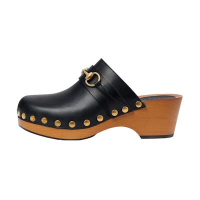 (W) Gucci Horsebit 35mm Leather Clog 'Black'