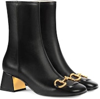 GUCCI 古馳 時尚簡約馬銜扣中跟短靴 女款 黑色 Lookbook GUCCI 古馳 時尚簡約馬銜扣中跟短靴 女款 黑色