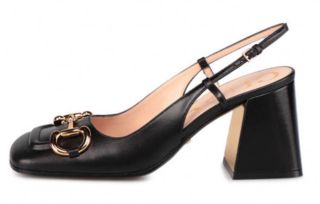 (Women) Gucci Horsebit 75mm Heeled Slingback Black Leather 643892-C9D00-1000 Buy (Women) Gucci Horsebit 75mm Heeled Slingback Black Leather 643892-C9D00-1000