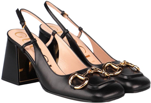 (Women) Gucci Horsebit 75mm Heeled Slingback Black Leather 643892-C9D00-1000 Lookbook (Women) Gucci Horsebit 75mm Heeled Slingback Black Leather 643892-C9D00-1000