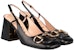 (W) Gucci Horsebit 75mm Tumit Slingback Kulit Hitam 643892-C9D00-1000