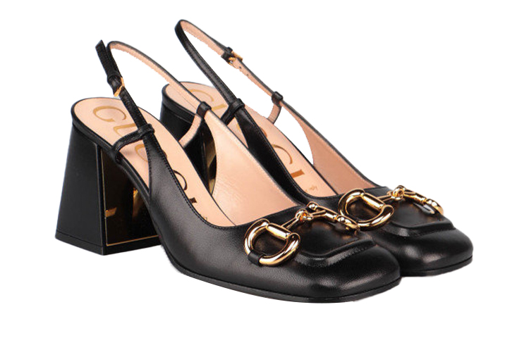 Shop (W) Gucci Horsebit 75mm Heels Slingback Kulit Hitam 643892-C9D00-1000