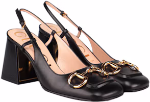 Shop (W) Gucci Horsebit Tacón 75mm Slingback Cuero Negro 643892-C9D00-1000