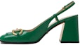 Buy (W) Gucci Horsebit Tumit Slingback Kulit Hijau Terang 75mm 643892-C9D00-3727