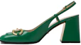 Buy (W) Gucci Horsebit Tacón 75mm Slingback Verde Brillante de Cuero 643892-C9D00-3727
