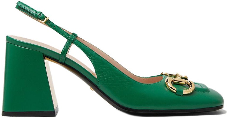 (Women) Gucci Horsebit 75mm Heeled Slingback Bright Green Leather 643892-C9D00-3727 Order (Women) Gucci Horsebit 75mm Heeled Slingback Bright Green Leather 643892-C9D00-3727