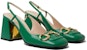 (W) Gucci Horsebit Tumit Slingback Kulit Hijau Terang 75mm 643892-C9D00-3727