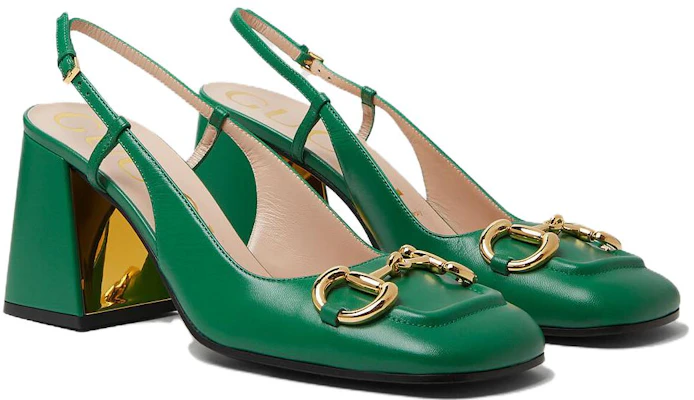 (W) Gucci Horsebit Tacón 75mm Slingback Verde Brillante de Cuero 643892-C9D00-3727 Lookbook (W) Gucci Horsebit Tacón 75mm Slingback Verde Brillante de Cuero 643892-C9D00-3727