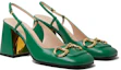 Lookbook (W) Gucci Horsebit Tacón 75mm Slingback Verde Brillante de Cuero 643892-C9D00-3727