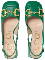 Shop (W) Gucci Horsebit Tacón 75mm Slingback Verde Brillante de Cuero 643892-C9D00-3727