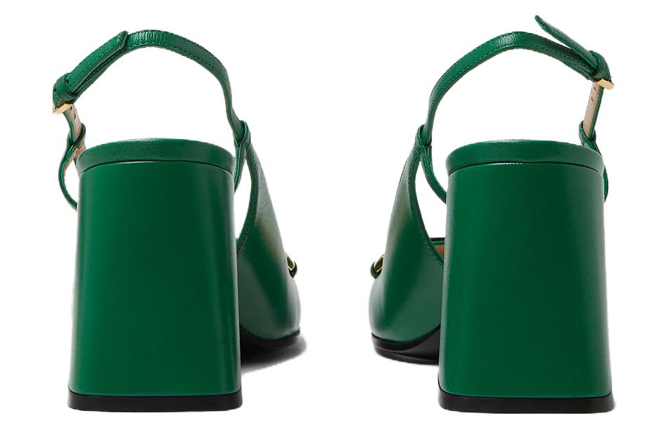 Purchase (W) Gucci Horsebit Tacón 75mm Slingback Verde Brillante de Cuero 643892-C9D00-3727