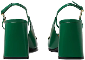 Purchase (W) Gucci Horsebit Tacón 75mm Slingback Verde Brillante de Cuero 643892-C9D00-3727