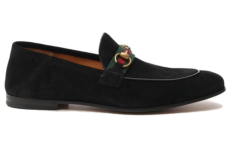 Order GUCCI 古馳 Horsebit 绒面革 時尚樂福平底鞋 黑色